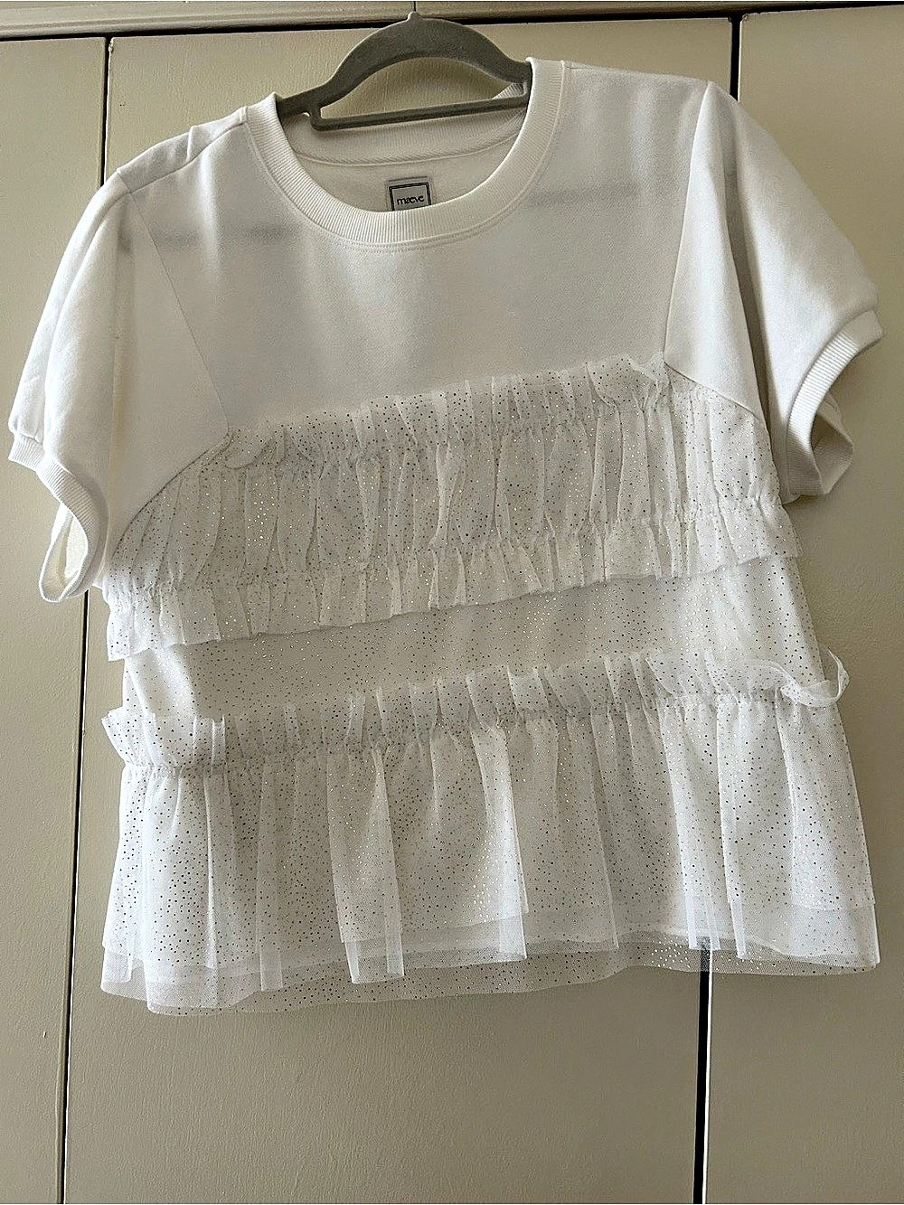 maeve Ruffled Polka Dot Top White XS